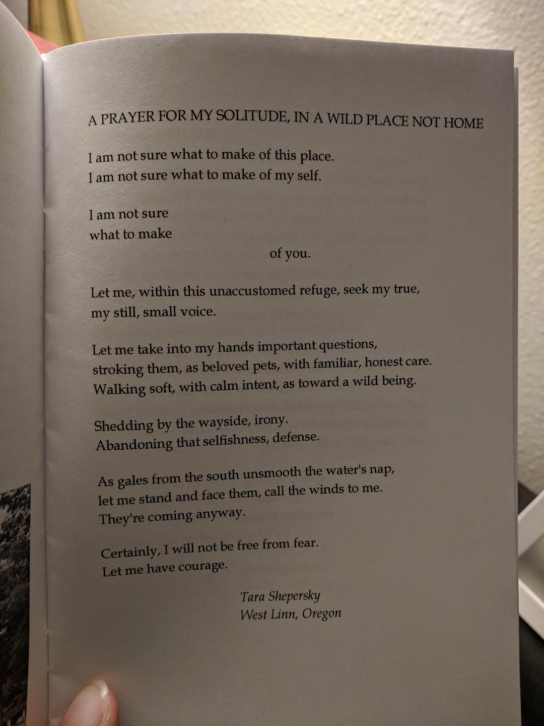 Image of the printed page from Time of Singing, Winter 2019